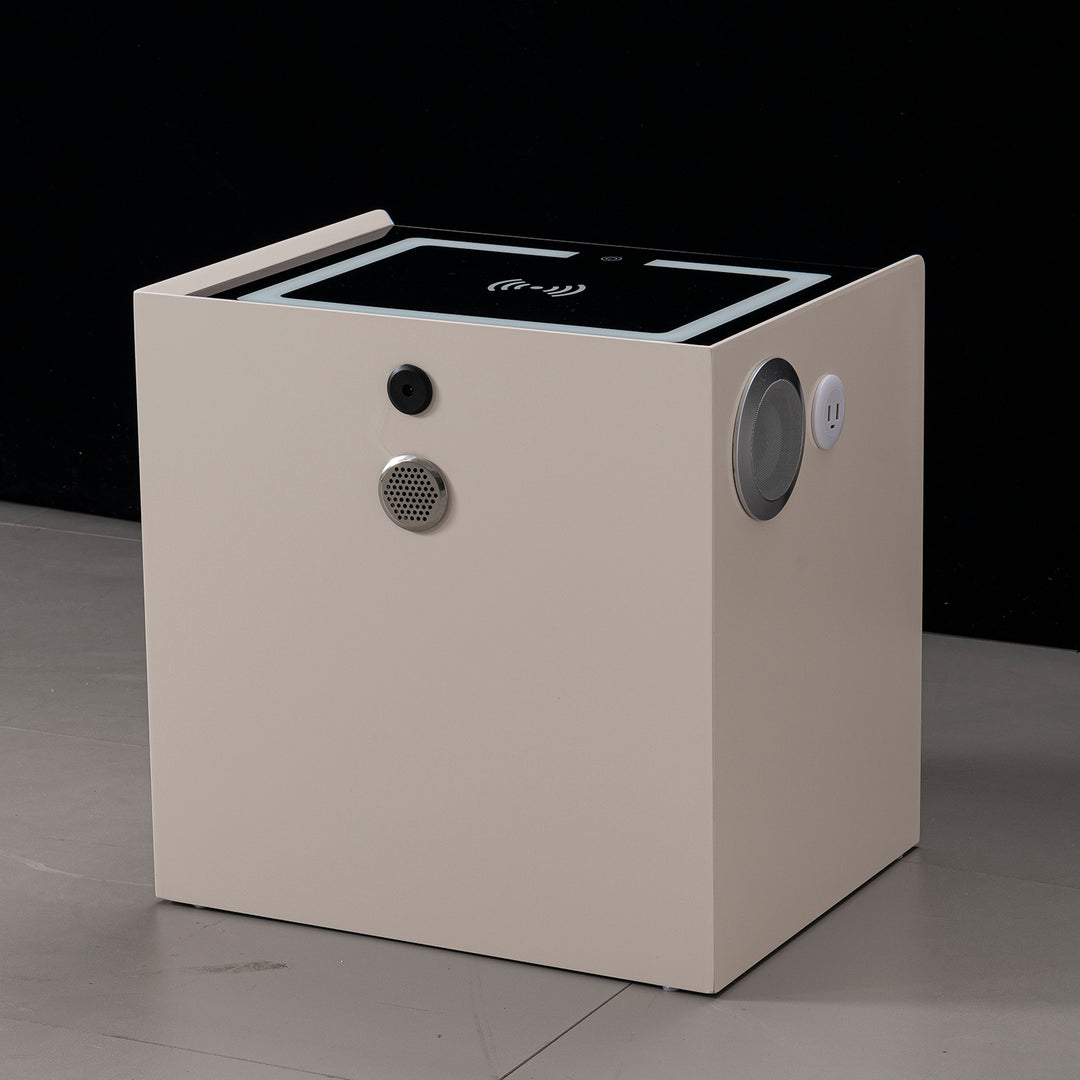 Modern plywood tempered glass electional function side table pixo in still life.
