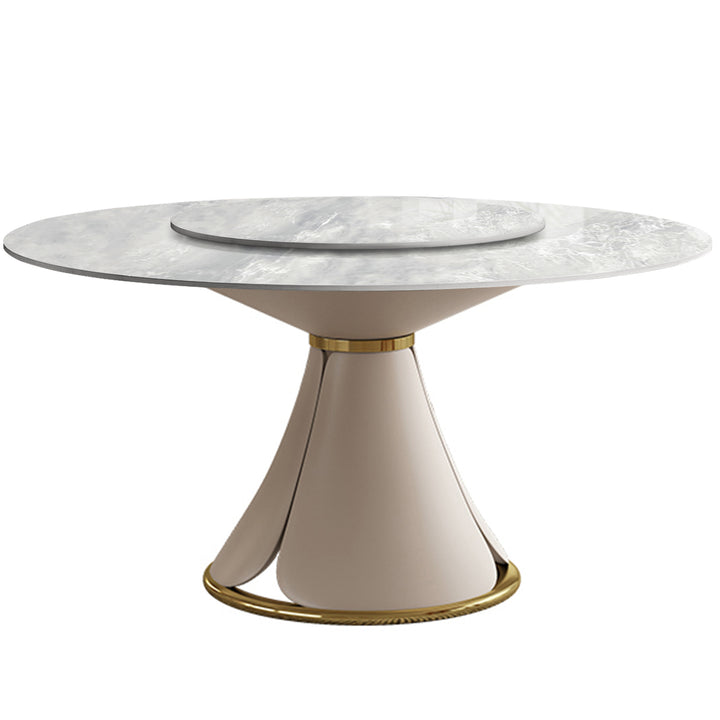 Modern sintered stone round dining table petal detail 1.