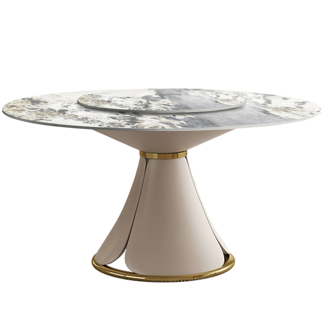 Modern sintered stone round dining table petal detail 2.