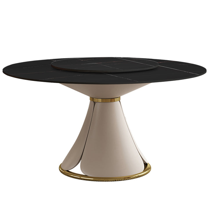 Modern sintered stone round dining table petal situational feels.