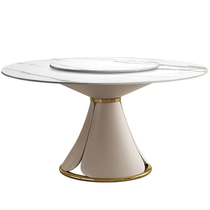 Modern sintered stone round dining table petal conceptual design.