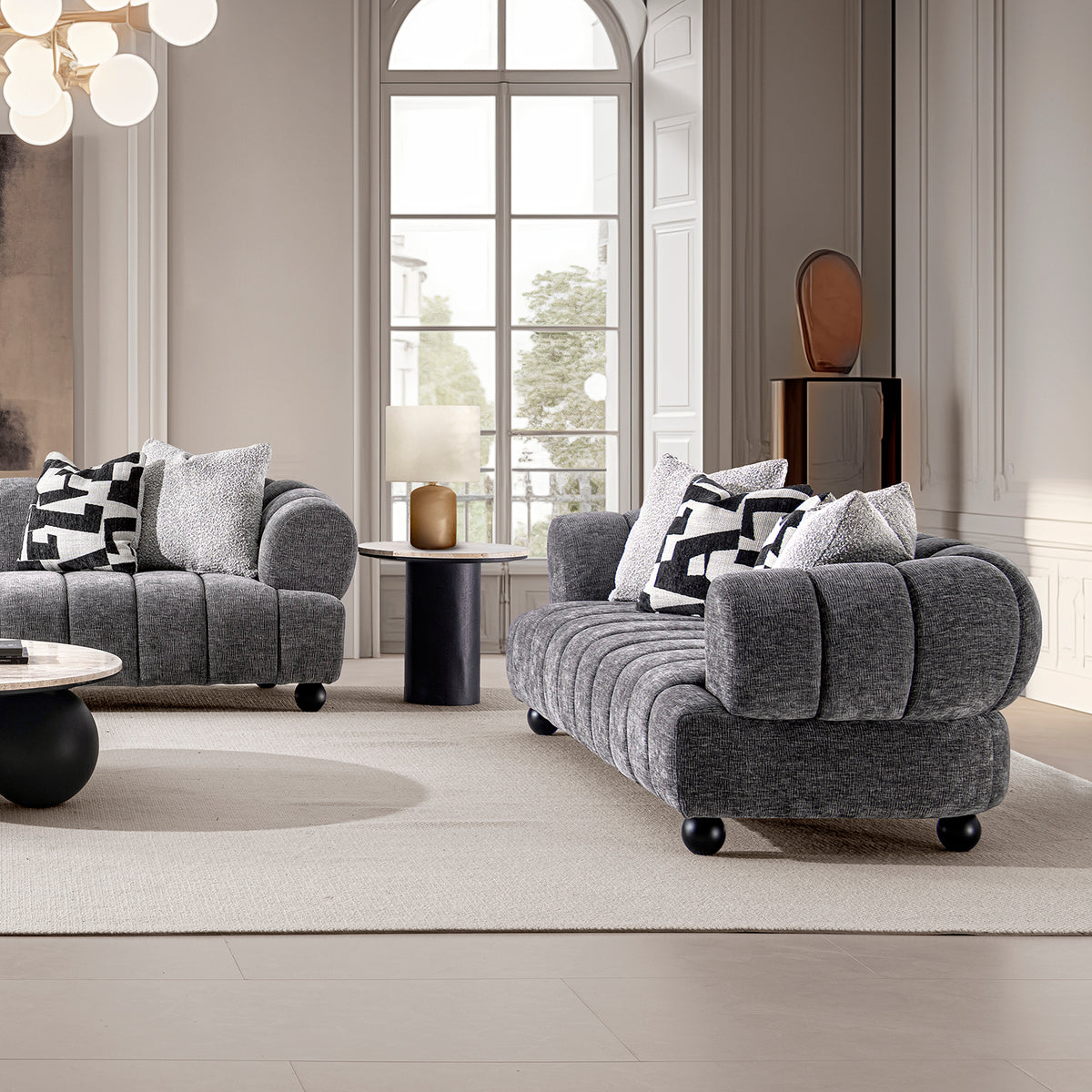 Modern Velvet Fabric 3 Seater Sofa RAVEN More Details and Instruction