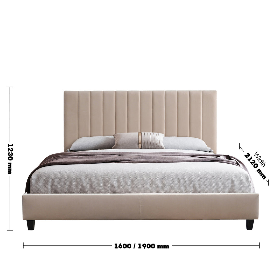 Modern velvet fabric bed frame reno size charts.