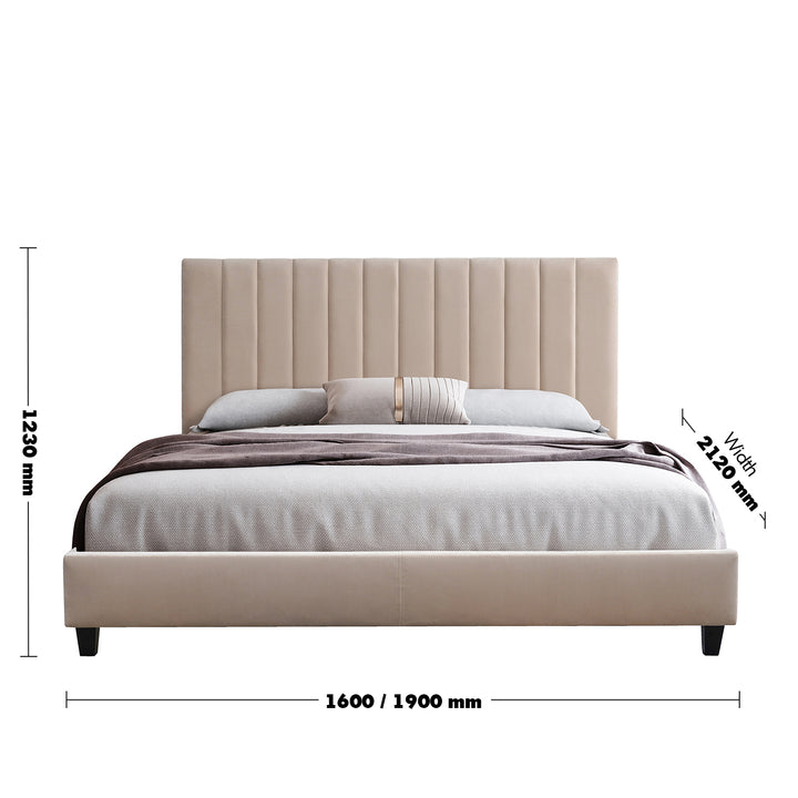 Modern velvet fabric bed frame reno size charts.