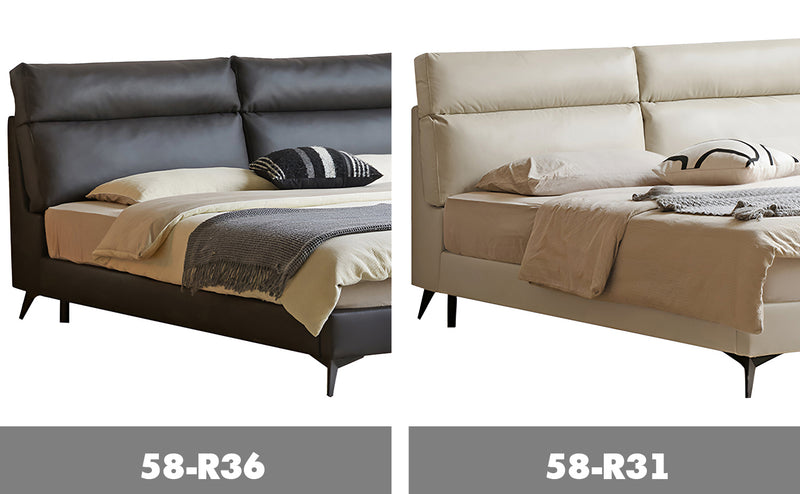 Modern Genuine Leather Bed Frame DUSKO Color Swatches