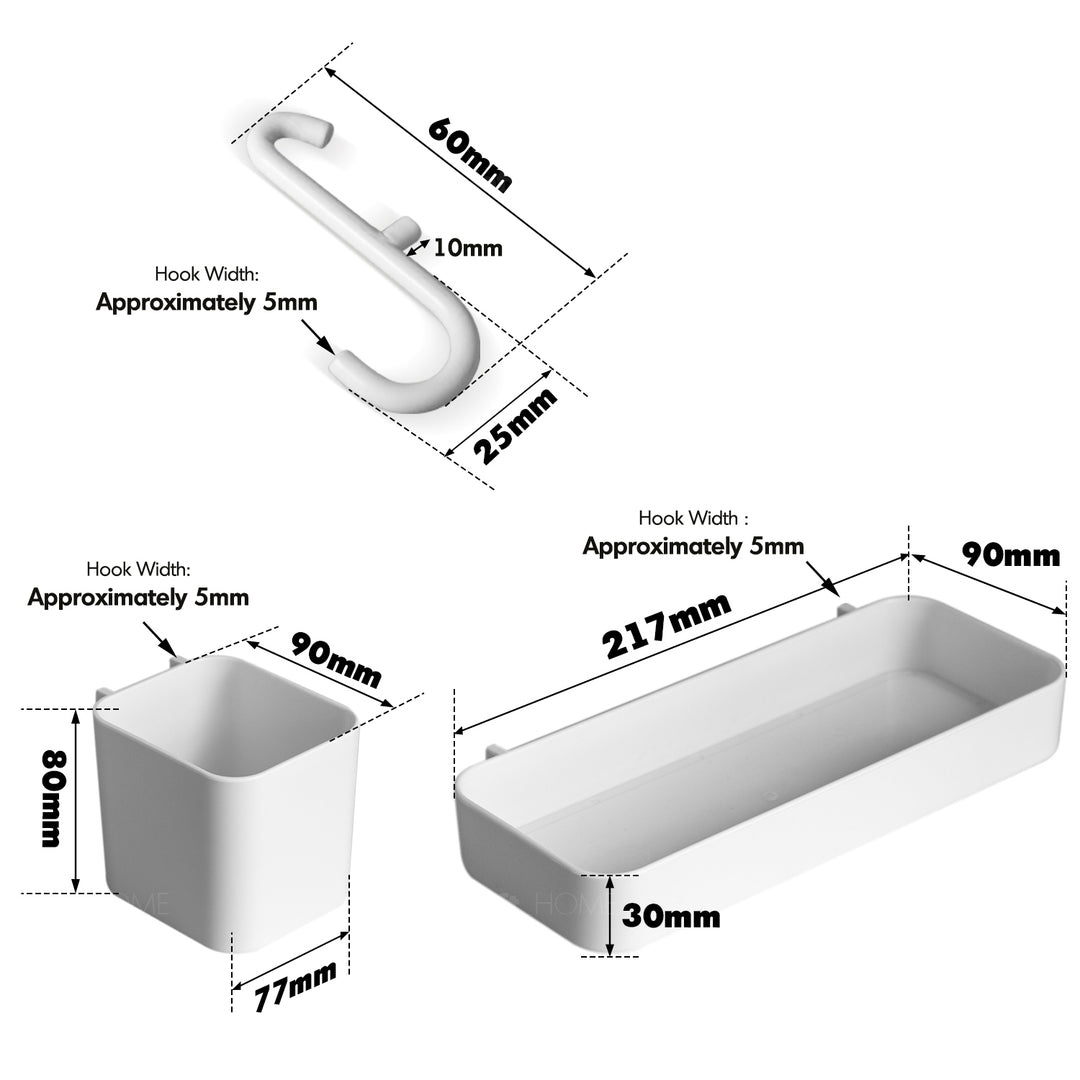 Pegboard hooks racks storage boxes accessories set hookup size charts.