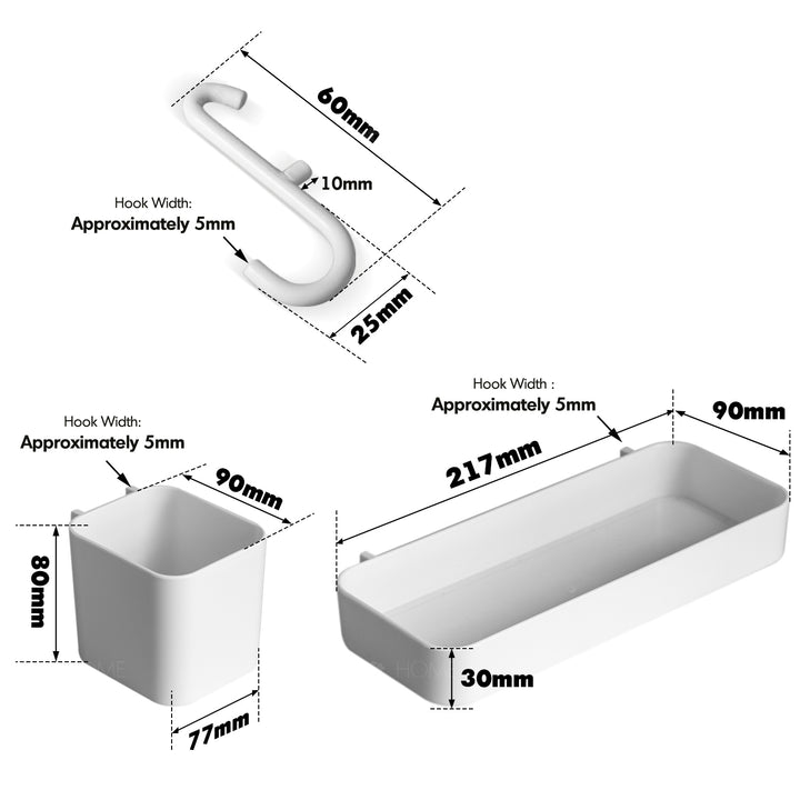 Pegboard hooks racks storage boxes accessories set hookup size charts.