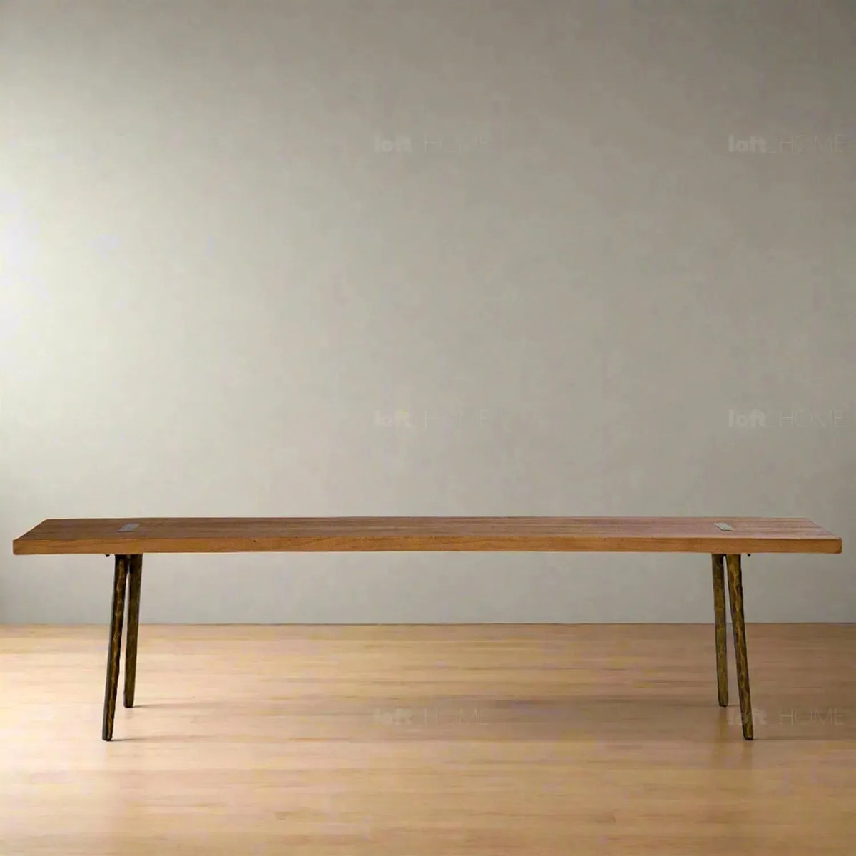 Rustic elm wood dining bench splendor primary product view.