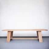 Rustic elm wood dining table forge primary product view.