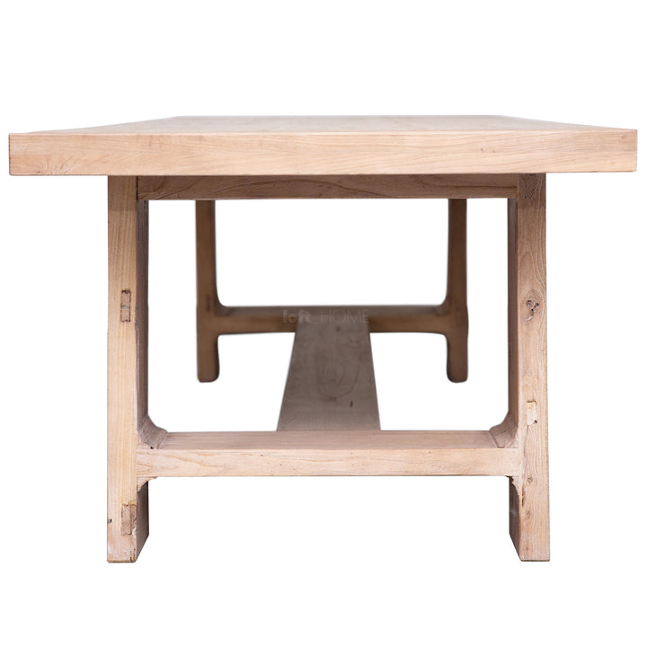 Rustic elm wood dining table forge material variants.