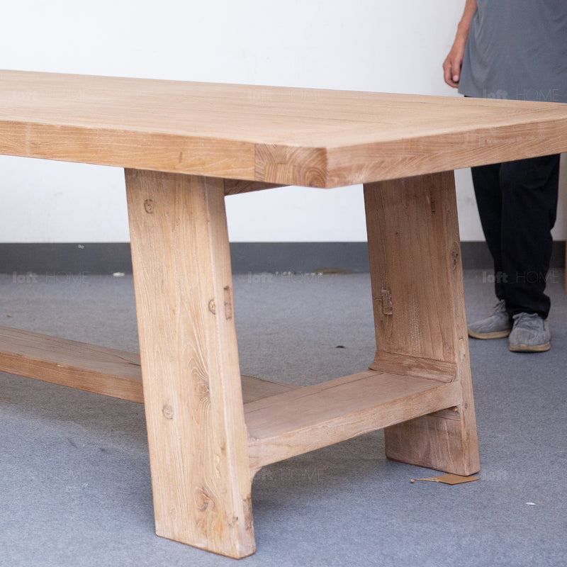 Rustic Elm Wood Dining Table FORGE Material Details Chart