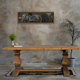 Rustic elm wood dining table lantern primary product view.