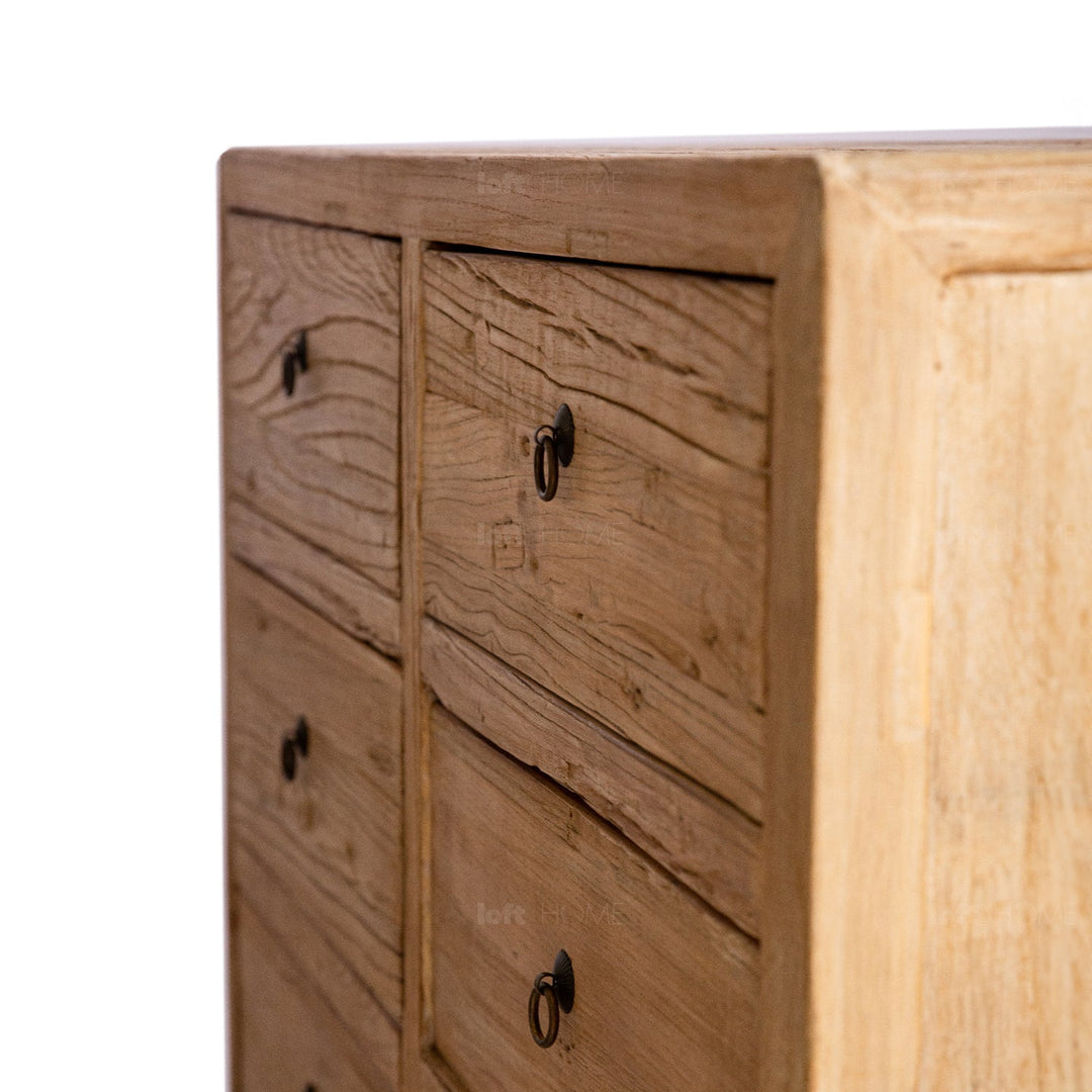 Rustic elm wood drawer cabinet splendor in real life style.