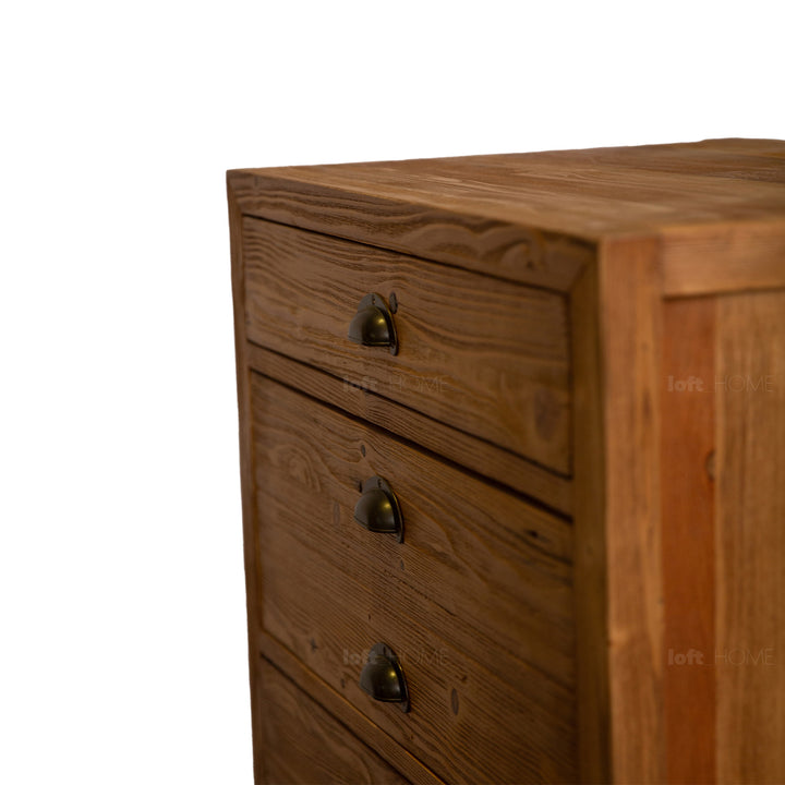 Rustic elm wood drawer cabinet tranquility in real life style.