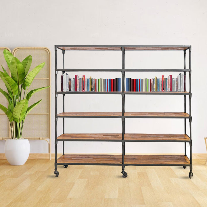 Rustic elm wood shelf bookshelf robust in real life style.