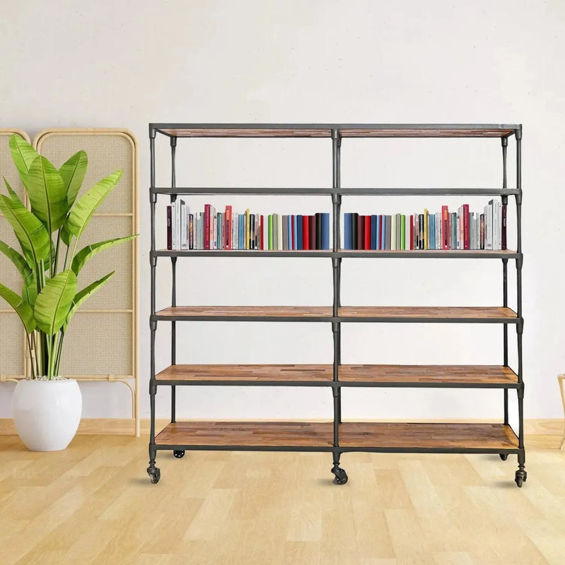 Rustic elm wood display shelf robust in real life style.