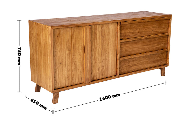 Rustic Elm Wood Storage Cabinet ARCADIA Size Chart