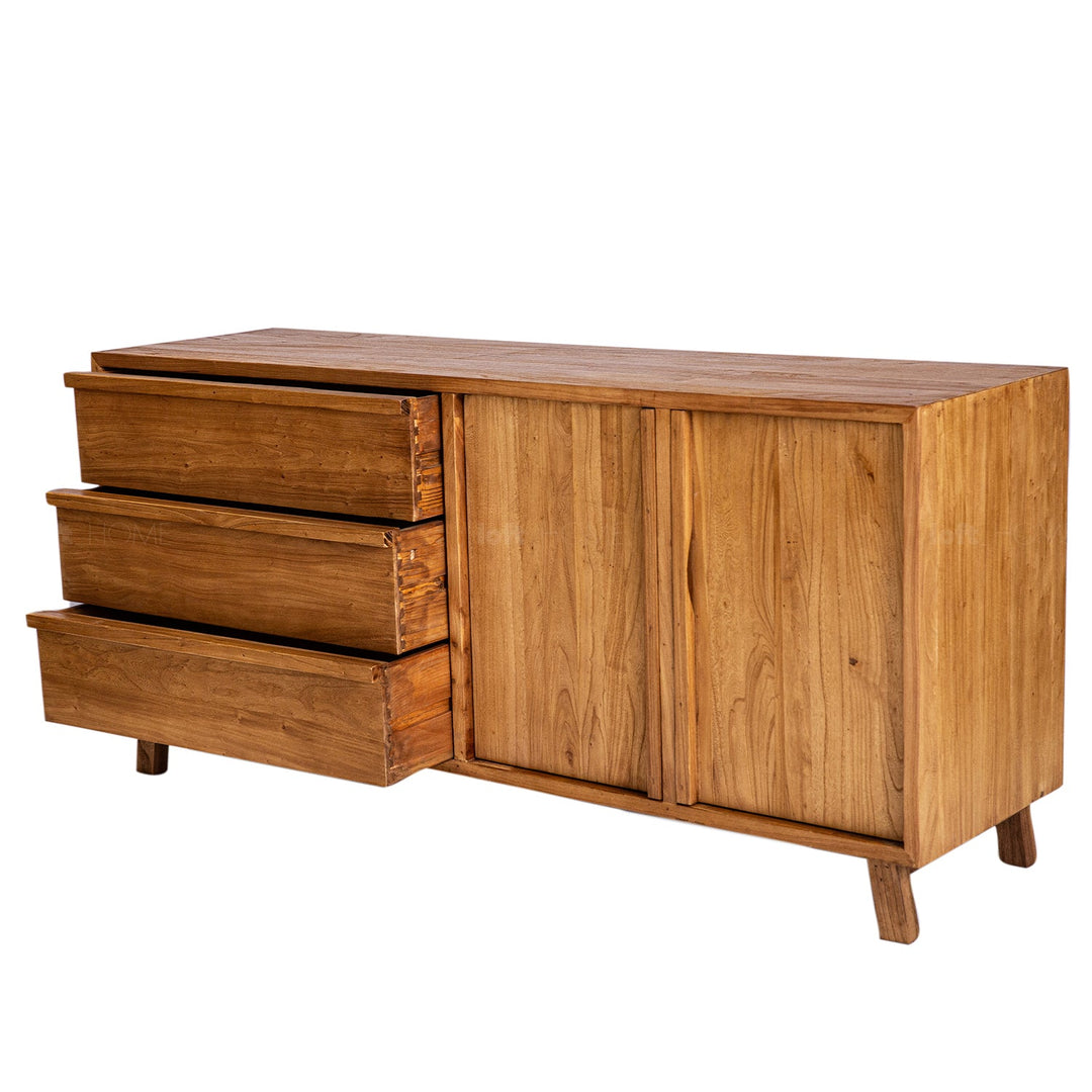 Rustic elm wood storage cabinet arcadia in details.