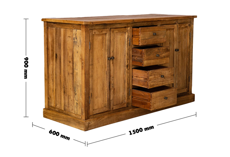 Rustic Elm Wood Storage Cabinet TRANQUILITY Size Chart