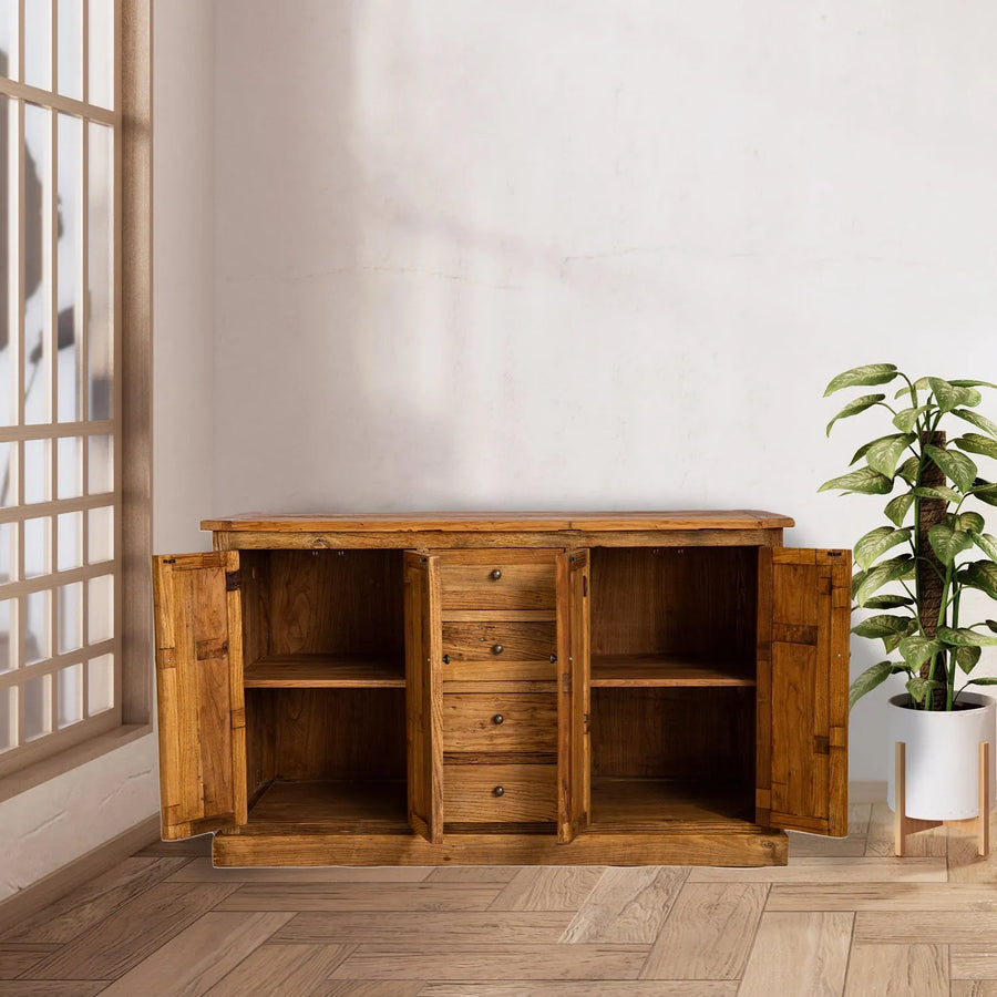 Rustic elm wood storage cabinet tranquility primary product view.