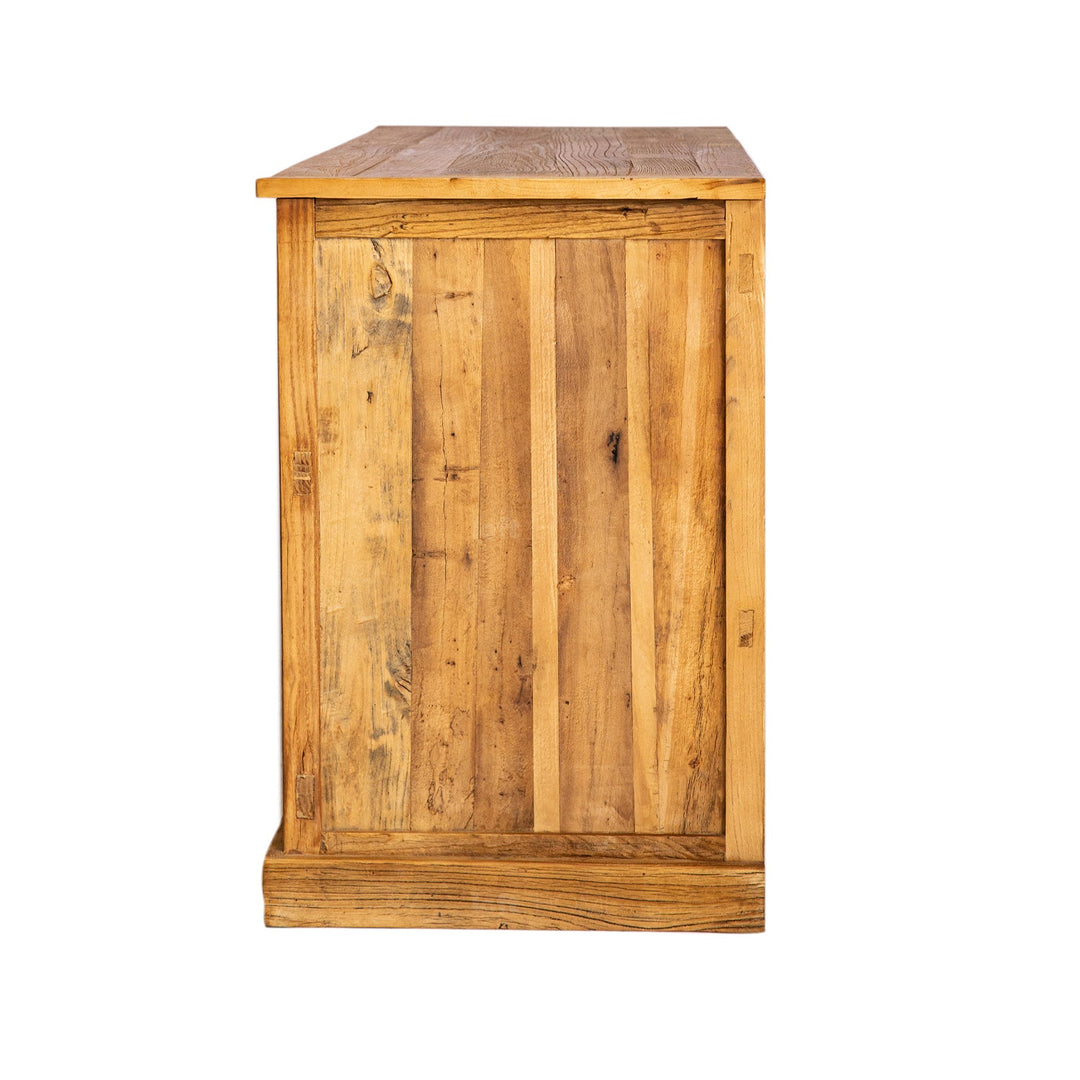 Rustic elm wood storage cabinet splendor material variants.