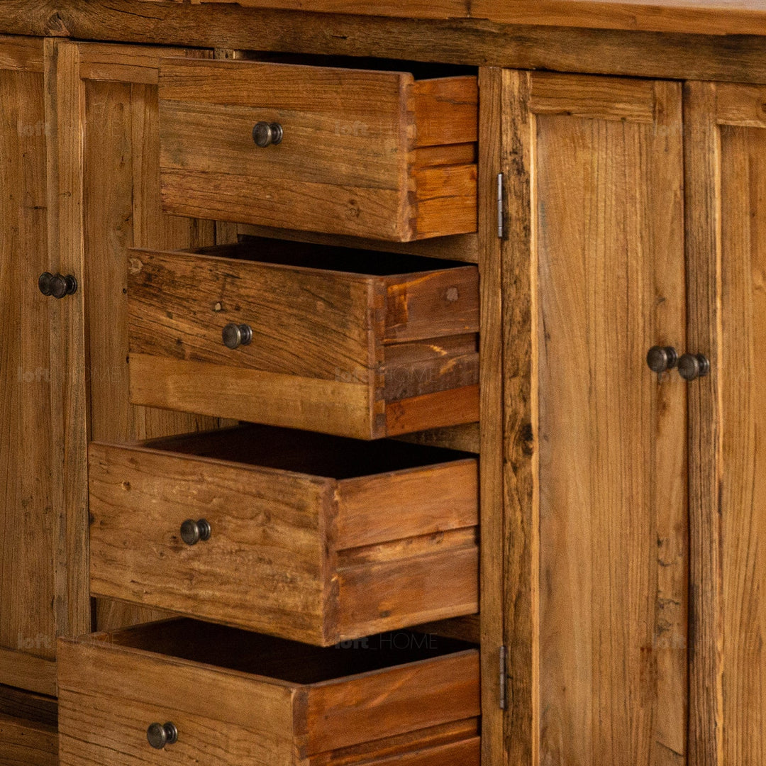 Rustic elm wood storage cabinet splendor in details.