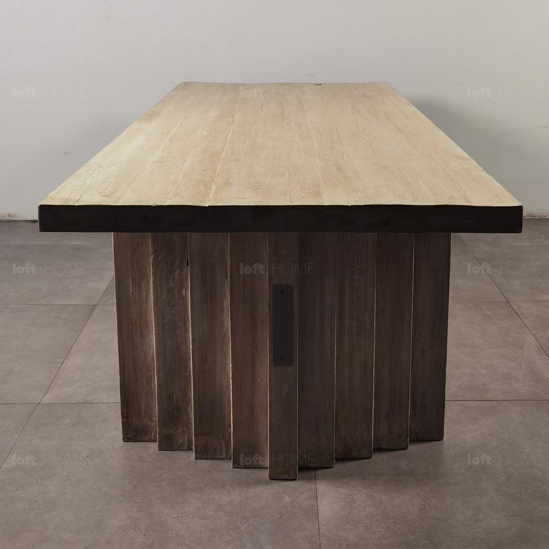 Rustic pine wood dining table lodge situational feels.