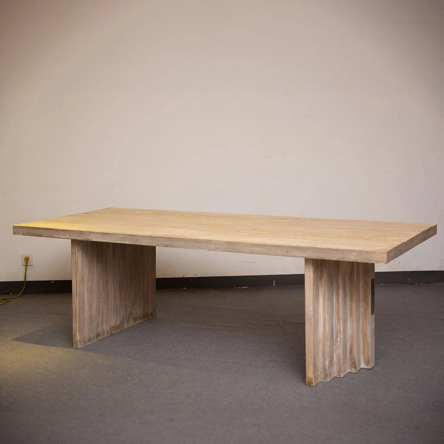 Rustic pine wood dining table lodge primary product view.