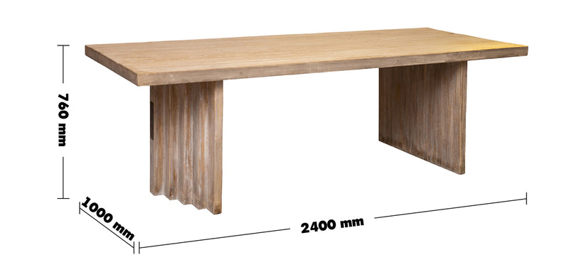 Rustic Pine Wood Dining Table LODGE Size Chart