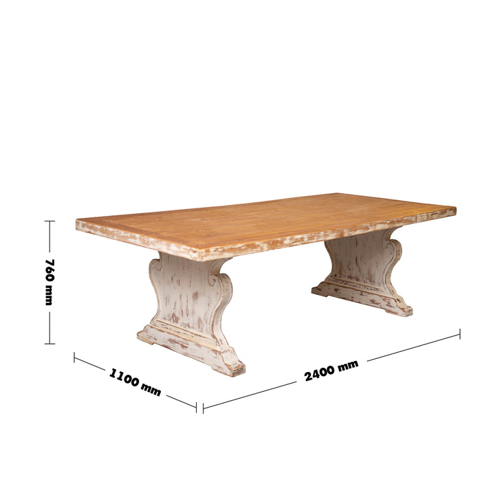 Rustic pine wood dining table pastoral size charts.