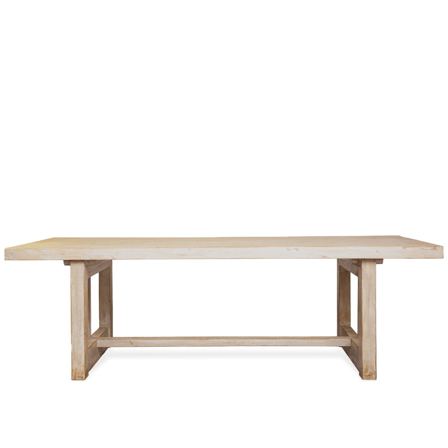 Rustic pine wood dining table pixie in white background.