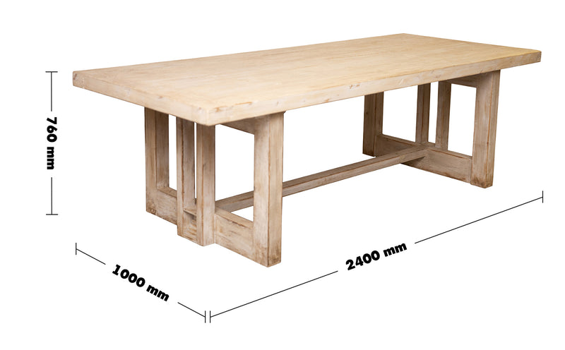 Rustic Pine Wood Dining Table PIXIE Size Chart