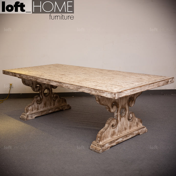 Rustic pine wood dining table sherlock primary product view.