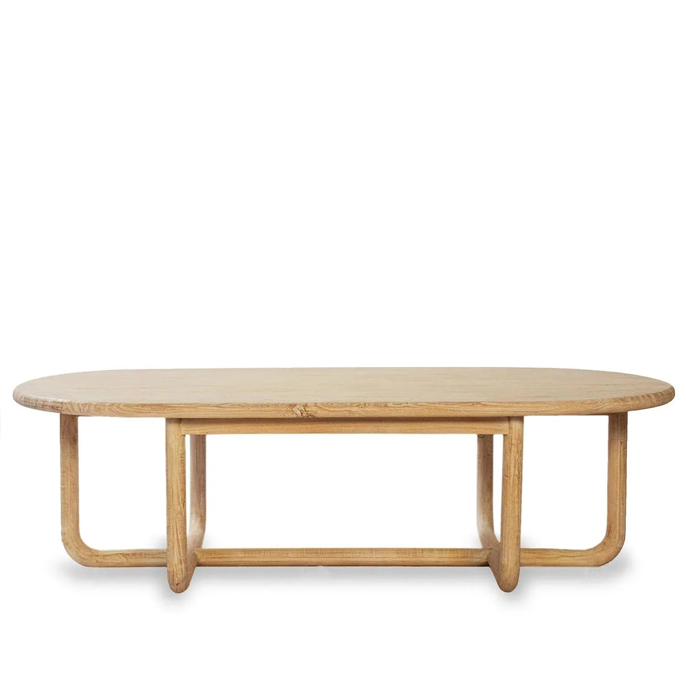 Rustic pine wood coffee table kokoro in white background.