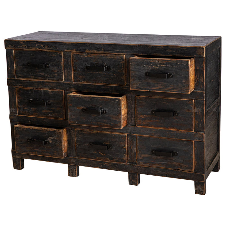 Rustic pine wood drawer cabinet splendor with context.