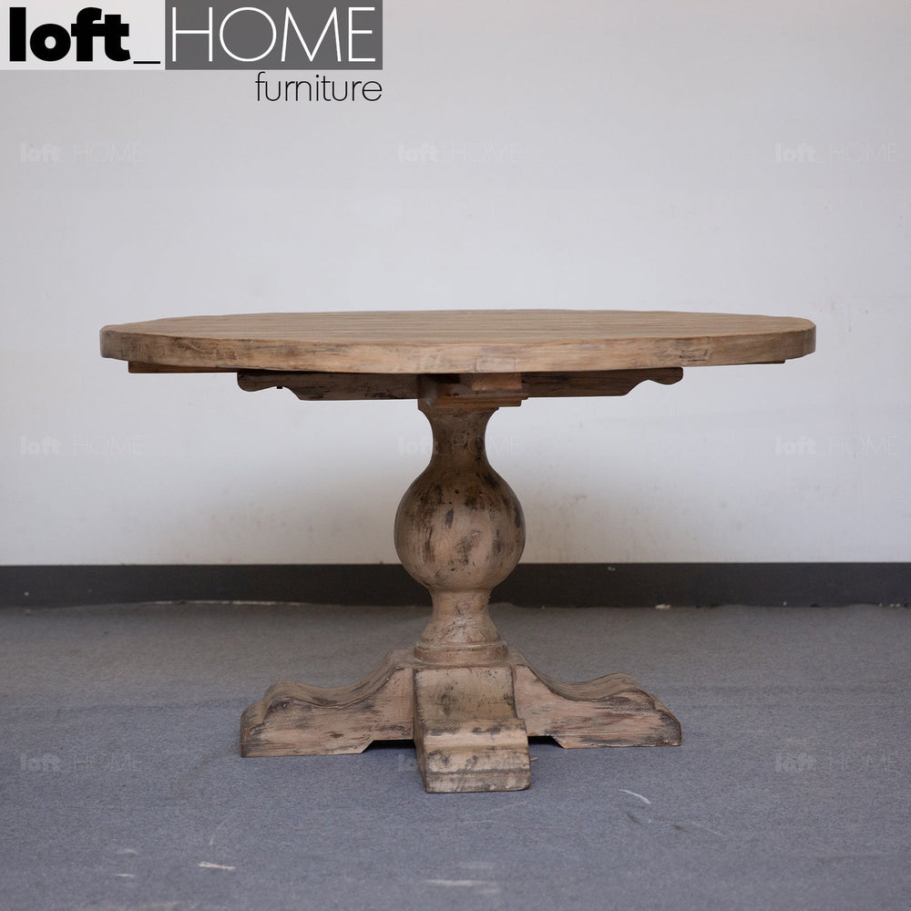 Rustic pine wood round dining table willow primary product view.