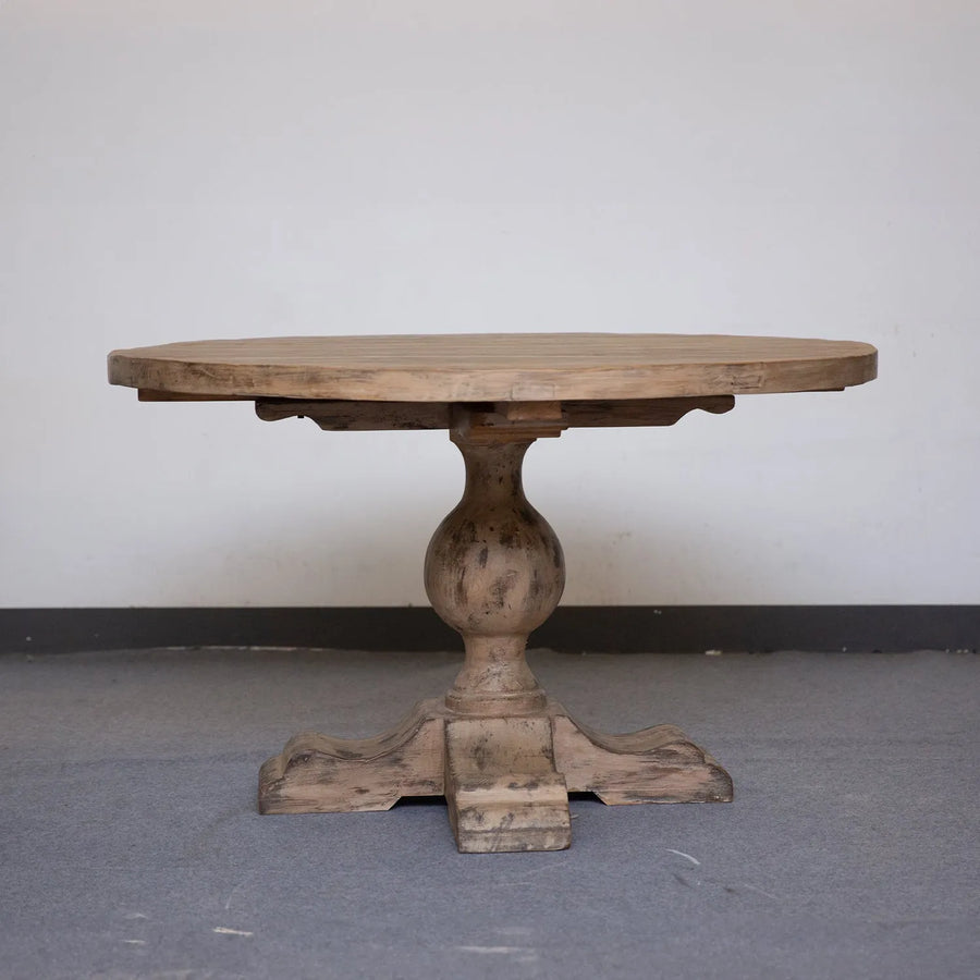 Rustic pine wood round dining table willow primary product view.