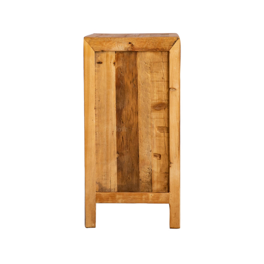 Rustic pine wood side table tranquility in details.