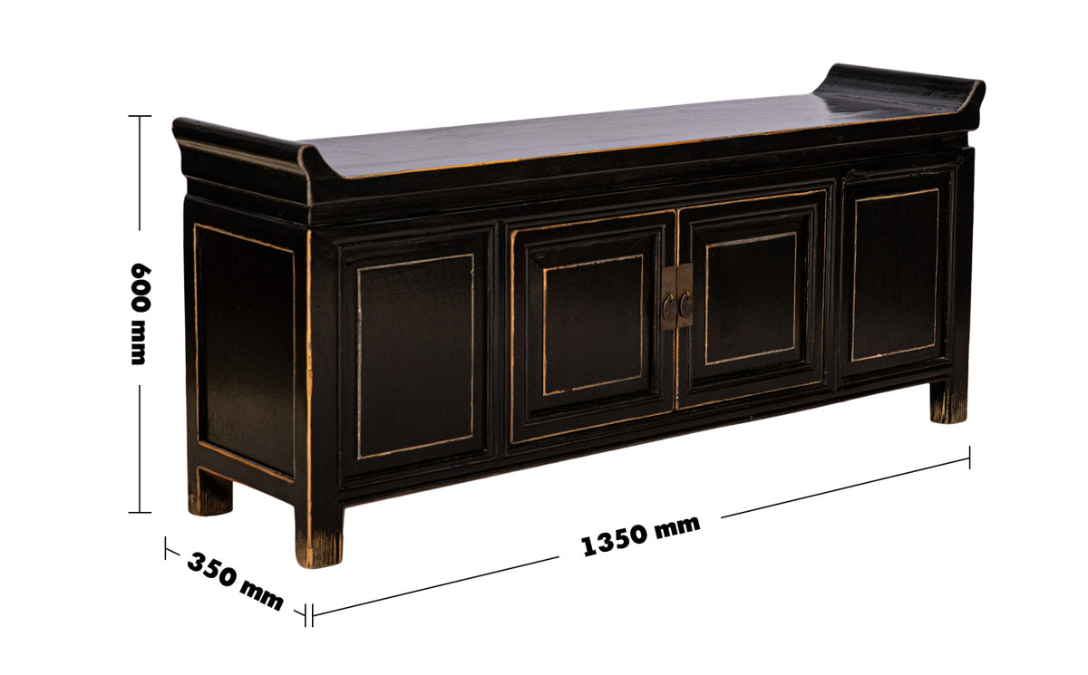 Rustic Pine Wood TV Console YUGEN Size Chart
