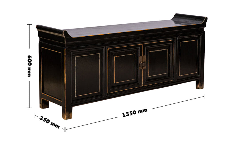 Rustic Pine Wood TV Console YUGEN Size Chart