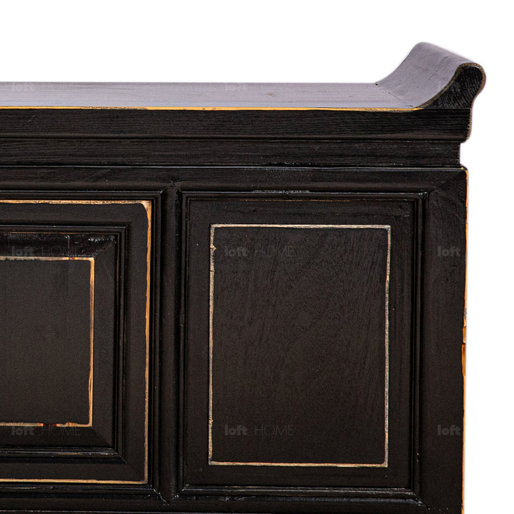 Rustic pine wood tv console yugen in details.