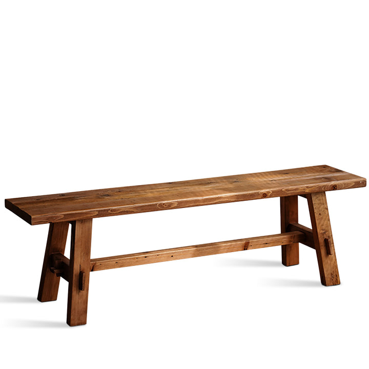 Rustic Elm Wood Dining Bench STONE ELM White Background