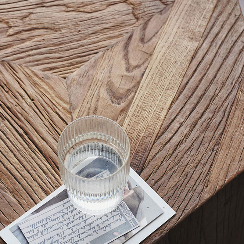 Rustic Elm Wood Coffee Table HEXAGON ELM Material Details Chart