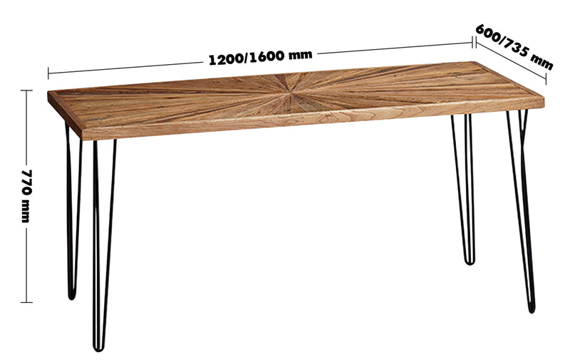 Rustic Elm Wood Dining Table ORDINARY ELM Size Chart