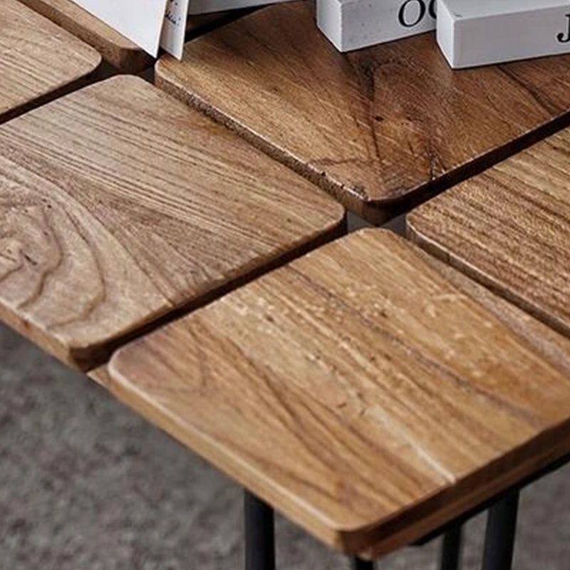Rustic Elm Wood Square Coffee Table VERTIGO ELM Material Details Chart
