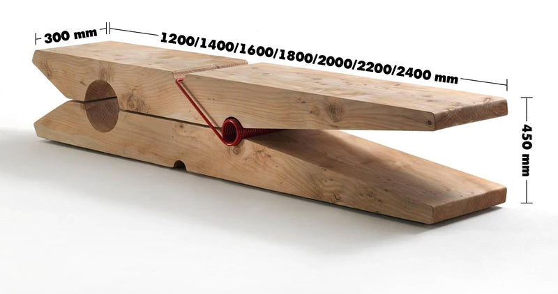 Rustic Wood Bench MOLLETTA Size Chart
