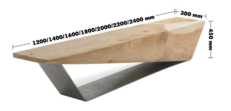 Rustic Wood Bench WEDGE Size Chart