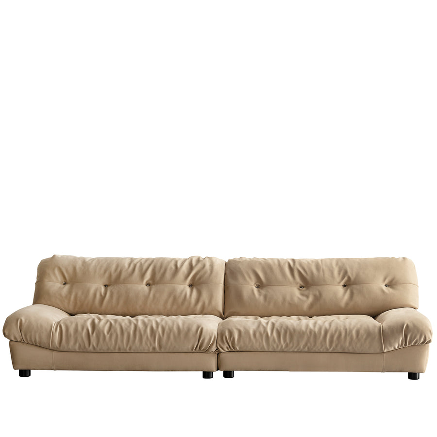 Contemporary suede fabric 4 seater sofa milano in white background.