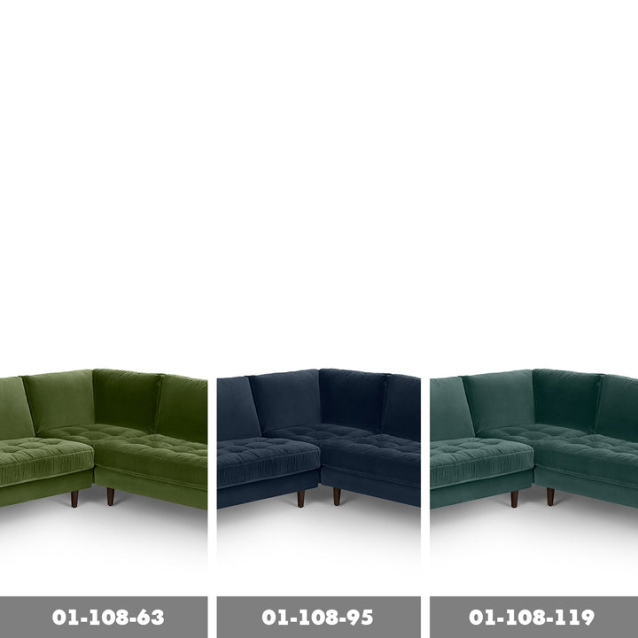 Modern Velvet L Shape Sofa SCOTT 3+3 Color Swatch