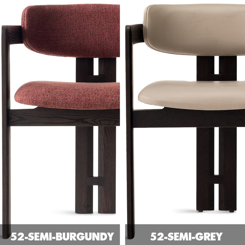 Japandi Boucle Fabric/Leather Dining Chair SEMI CIRCLE Color Swatches